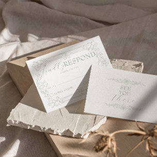 Elegantes, altmodisches Hochzeitsdesign mit Salbei RSVP Karte