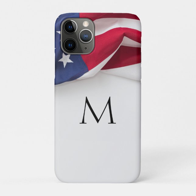 Elegantes amerikanisches Flaggen-Monogramm Case-Mate iPhone Hülle (Rückseite)