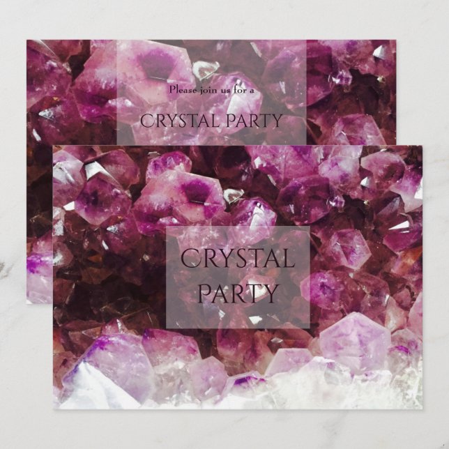 Elegantes Amethyst Crystal Party Einladung (Vorne/Hinten)