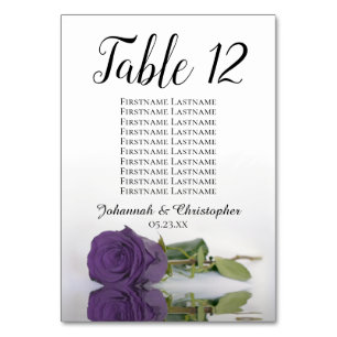 Elegantes Amethyst Lila Rose Seating Chart Hochzei Tischnummer