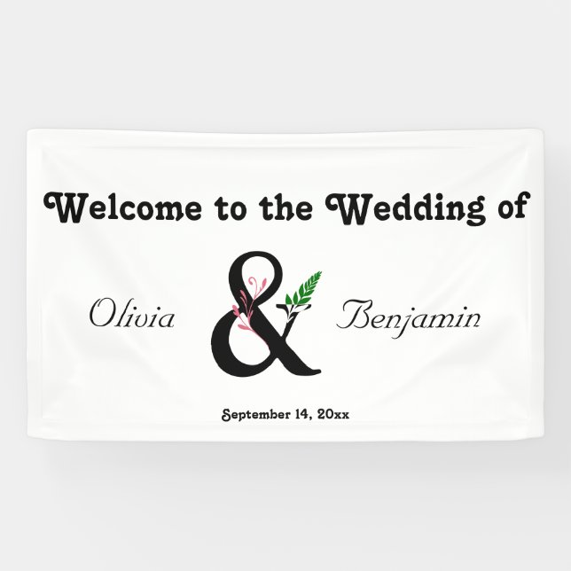 Elegantes Ampersand Hochzeitsbanner Banner (Horizontal)