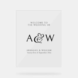 Elegantes Ampersand Monogram-Begrüßungszeichen Acrylschild