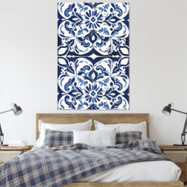 Elegantes andalusisches Mosaik | Vintages Blau Leinwanddruck