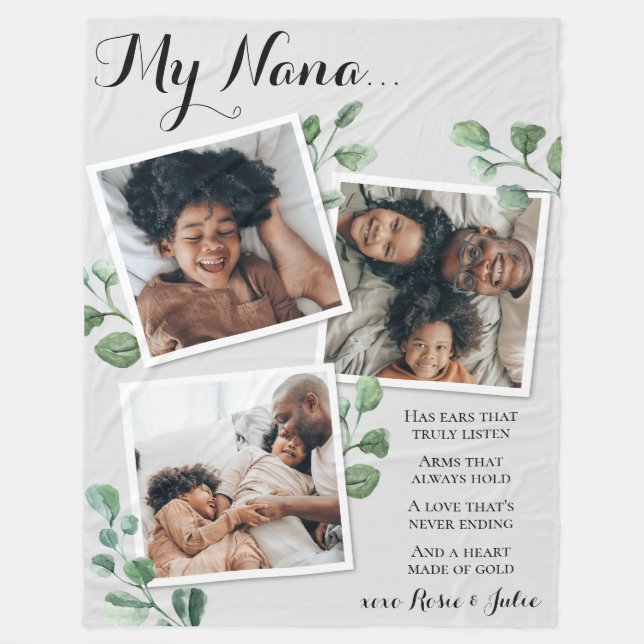 Elegantes Angebot an Fotocollagen Oma Großkinder Fleecedecke (Vorderseite)