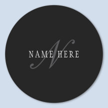 Elegantes anpassbares Monogramm | Schwarz Grau Wei