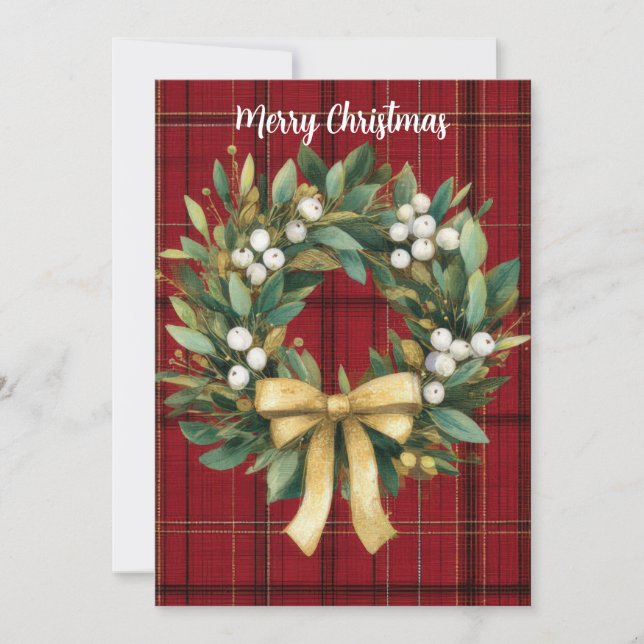 Elegantes, anpassbares Weihnachtskranzdesign Karte (Vorderseite)