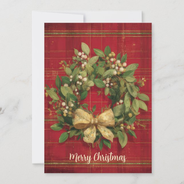 Elegantes, anpassbares Weihnachtskranzdesign Karte (Vorderseite)