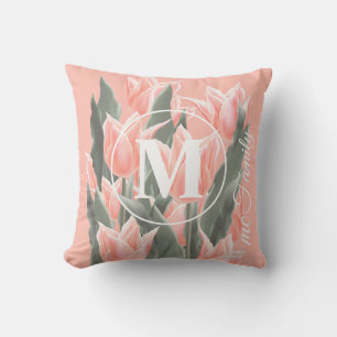 Elegantes Anstrich von Monogramm-Pfirsichfarben Kissen