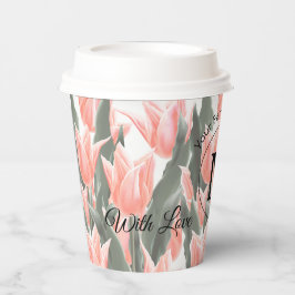 Elegantes Anstrich von Monogramm-Pfirsichfarben Pappbecher