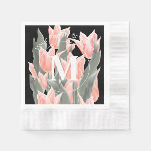 Elegantes Anstrich von Monogramm-Pfirsichfarben Serviette