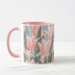 Elegantes Anstrich von Monogramm-Pfirsichfarben Tasse