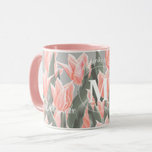 Elegantes Anstrich von Monogramm-Pfirsichfarben Tasse