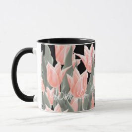 Elegantes Anstrich von Monogramm-Pfirsichfarben Tasse