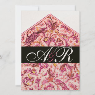 ELEGANTES ANTIKES FLORENTINISCHES ROSA BLUMENMONOG EINLADUNG