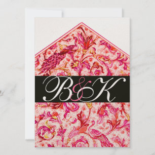 ELEGANTES ANTIKES FLORENTINISCHES ROSA BLUMENMONOG EINLADUNG