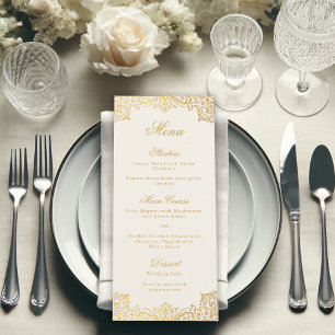 Elegantes Antikes Gold Elfenbein Vintage Schrift H Menükarte