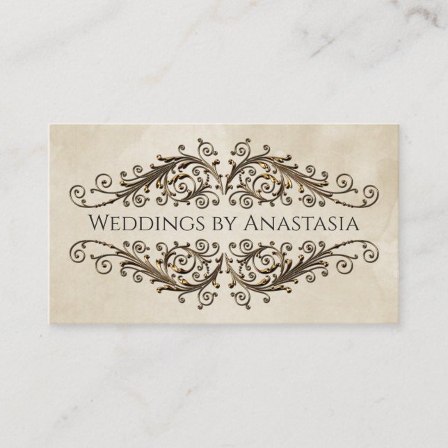 Elegantes antikes Gold Wirbel Vintag Paper Visitenkarte (Vorderseite)
