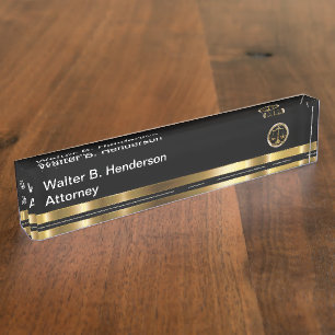 Elegantes Anwalt-auf-Rechts-Tischschild Namensplakette