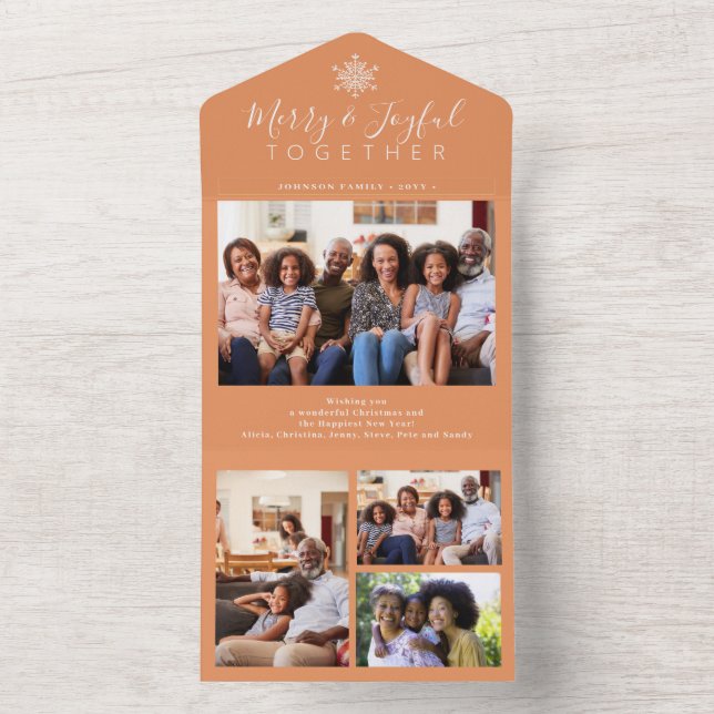 Elegantes Aprikosengebäck mit minimalem Foto All In One Einladung (Innen Boden)