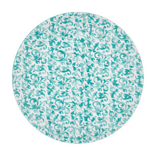 Elegantes Aqua-aquamarine Damast-Strudel-Rollen Schneidebrett