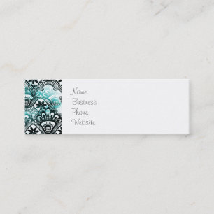 Elegantes Aqua-Blau-Schwarz-Verblasstes-Distressed Mini Visitenkarte