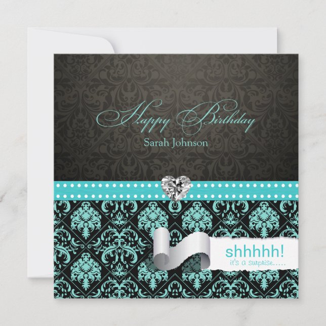 Elegantes Aqua-blauer u. schwarzer Einladung (Vorderseite)