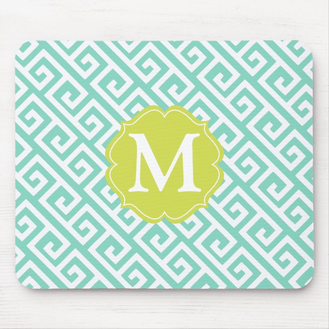 Elegantes Aqua-blaues griechisches Mousepad (Vorne)