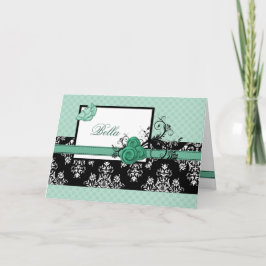 elegantes Aqua-floral Business Dankeschön Karten