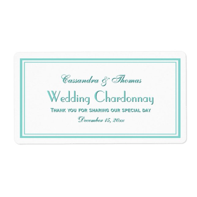 Elegantes Aqua Gerahmt 2H Weinflasche (Vorne)