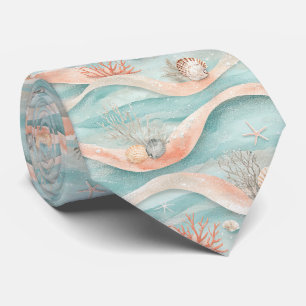 Elegantes Aqua-Korallen-Ozean-Muster Krawatte