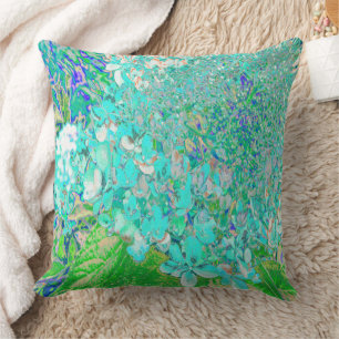 Elegantes Aqua- und Grünes Limelight-Hortensien-De Kissen