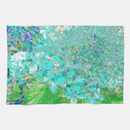 Elegantes Aqua und grünes Limelight Hydrangea Deta Geschirrtuch