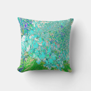 Elegantes Aqua und grünes Limelight Hydrangea Deta Kissen