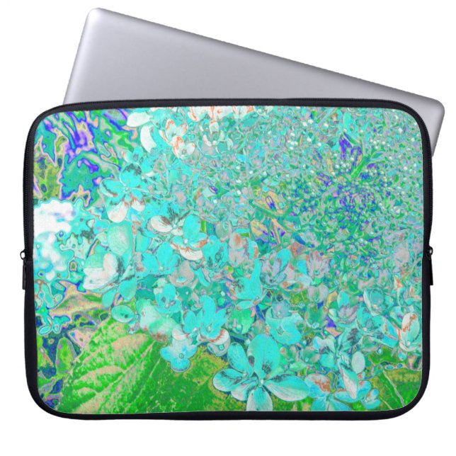 Elegantes Aqua und grünes Limelight Hydrangea Deta Laptopschutzhülle (Vorderseite)