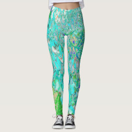 Elegantes Aqua und grünes Limelight Hydrangea Deta Leggings