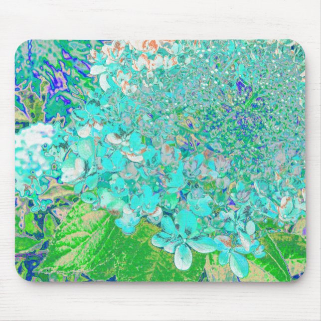 Elegantes Aqua und grünes Limelight Hydrangea Deta Mousepad (Vorne)