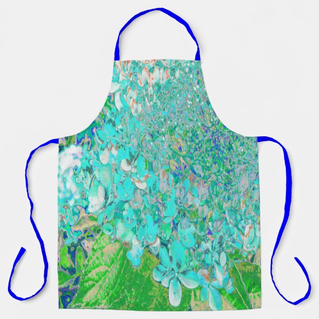 Elegantes Aqua und grünes Limelight Hydrangea Deta Schürze (Vorderseite)
