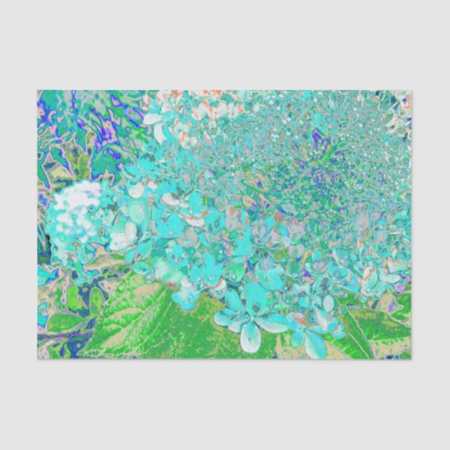 Elegantes Aqua und grünes Limelight Hydrangea Deta Seidenpapier (Vorderseite)