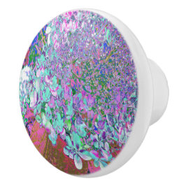 Elegantes Aqua und Lila Limelight Hydrangea Detail Keramikknauf