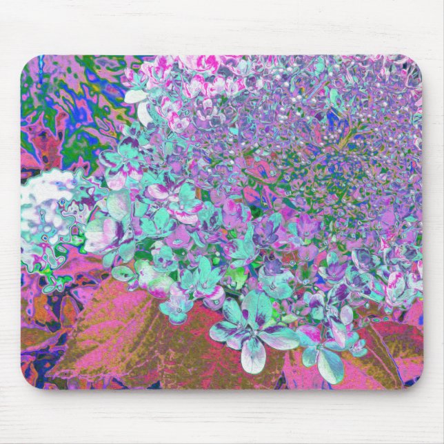 Elegantes Aqua und Lila Limelight Hydrangea Detail Mousepad (Vorne)