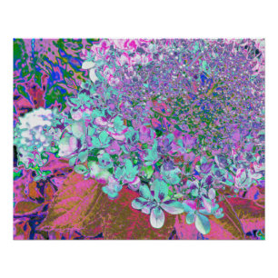 Elegantes Aqua und Lila Limelight Hydrangea Detail Poster