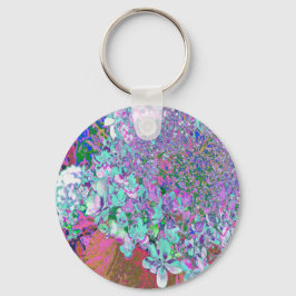 Elegantes Aqua und Lila Limelight Hydrangea Detail Schlüsselanhänger