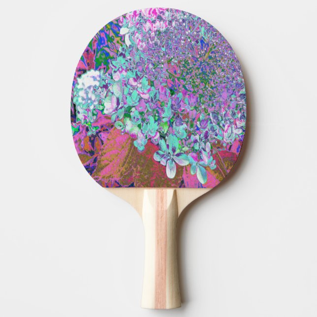 Elegantes Aqua und Lila Limelight Hydrangea Detail Tischtennis Schläger (Vorderseite)