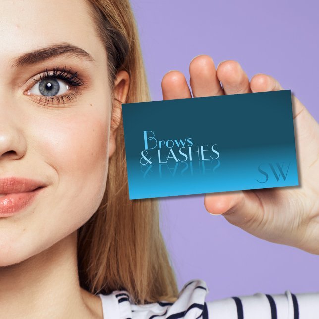 Elegantes Aquamarin Gradient Mirror Schriftart Cla Visitenkarte (Von Creator hochgeladen)