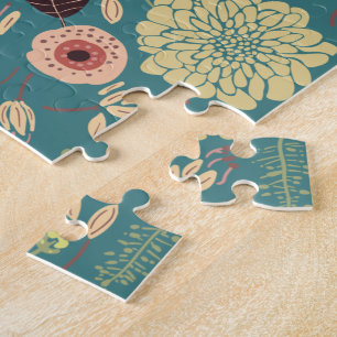 Elegantes Aquamarin rosa Blumenmuster Puzzle