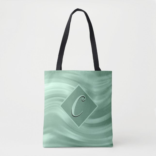Elegantes Aquamarin Swirl Monogram Modernst (Vorderseite)