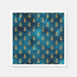 Elegantes Aquamarines Ananas-Satin Hübsch Serviette