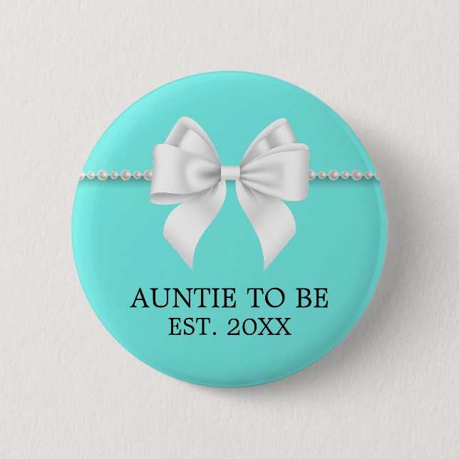 Elegantes Aquamarines Aqua Tiffany Tante zum Kinde Button (Vorderseite)