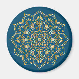 Elegantes, Aquamarines Blau- und Goldflorentmuster Magnet