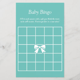 Elegantes Aquamarines Blue & Bow Baby Shower Guess